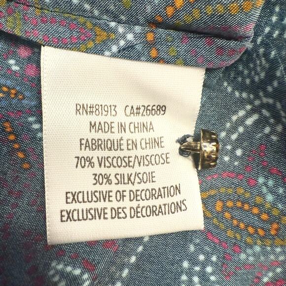 NWT Robert Graham Gabriela Silk-Blend Shirt Women’s Medium Multi WR22111 - Picture 9 of 15